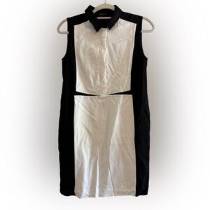 COS Minimalist Black White Collared Tuxedo Inspo Slimming Mini Dress Size 6